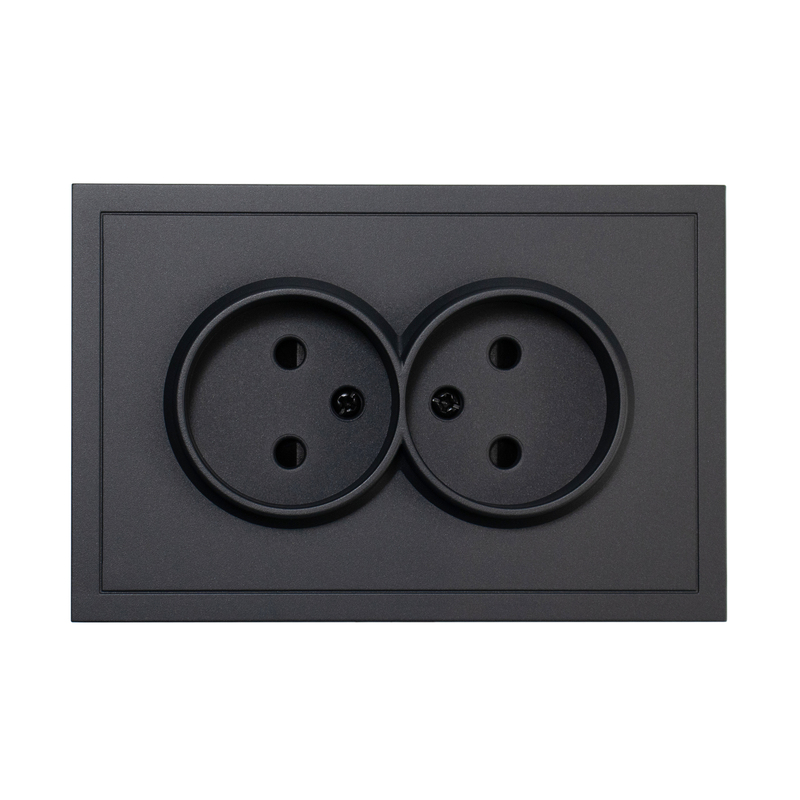 Фронтальна панель розетки подвійної без заземлення Quadrant, матовий графіт