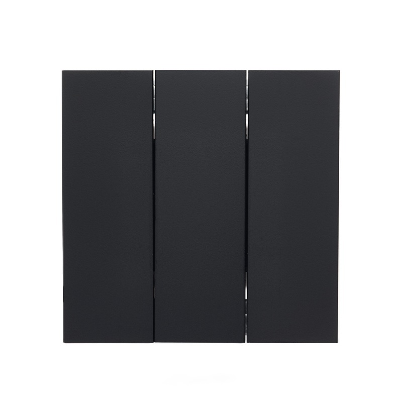 Front panel of the three-button switch, matte black