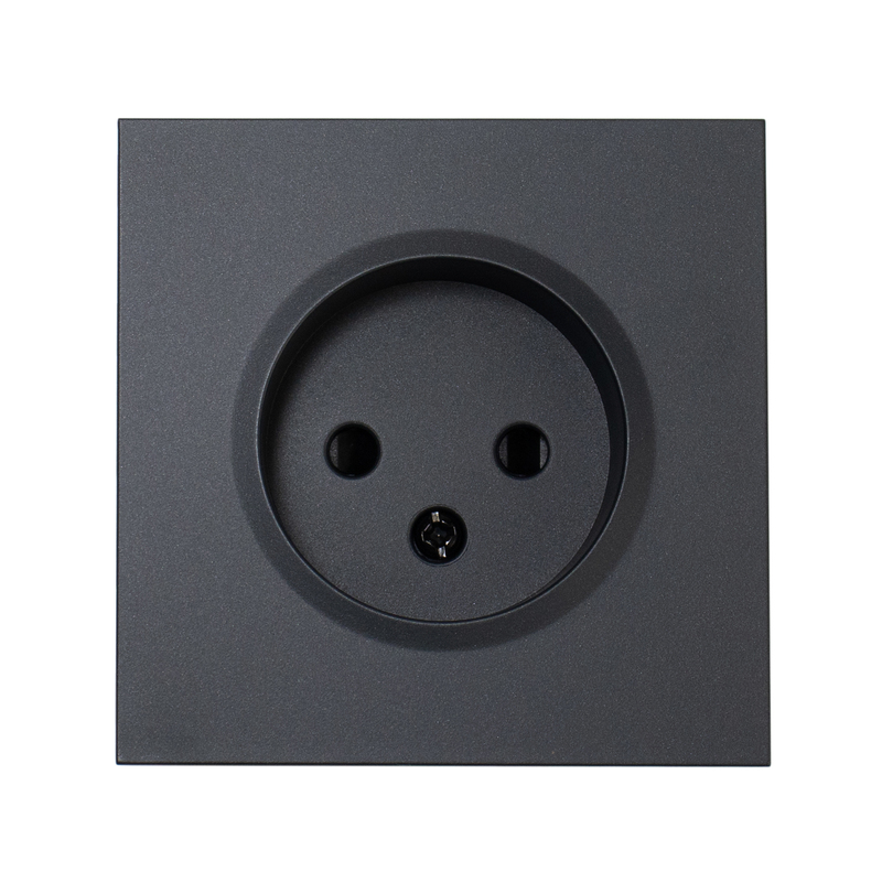 Фронтальна панель розетки одинарної без заземлення, матовий графіт