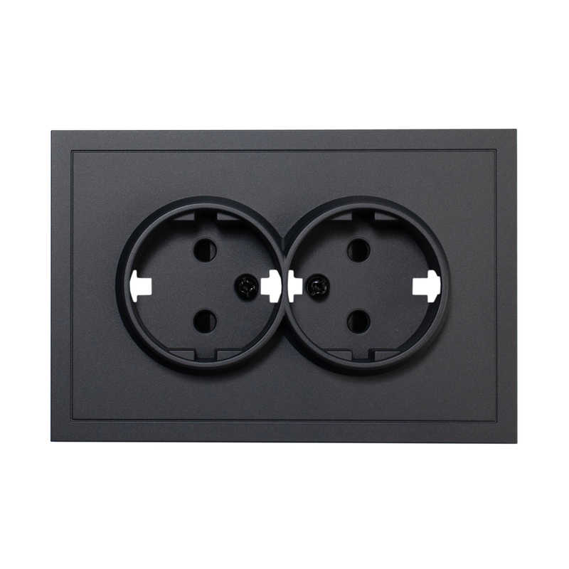 Фронтальна панель розетки подвійної із заземленням Quadrant, матовий графіт