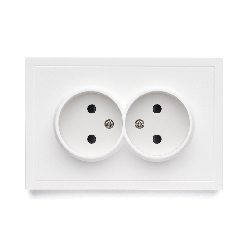 Фронтальна панель розетки подвійної без заземлення Quadrant, дотик білого