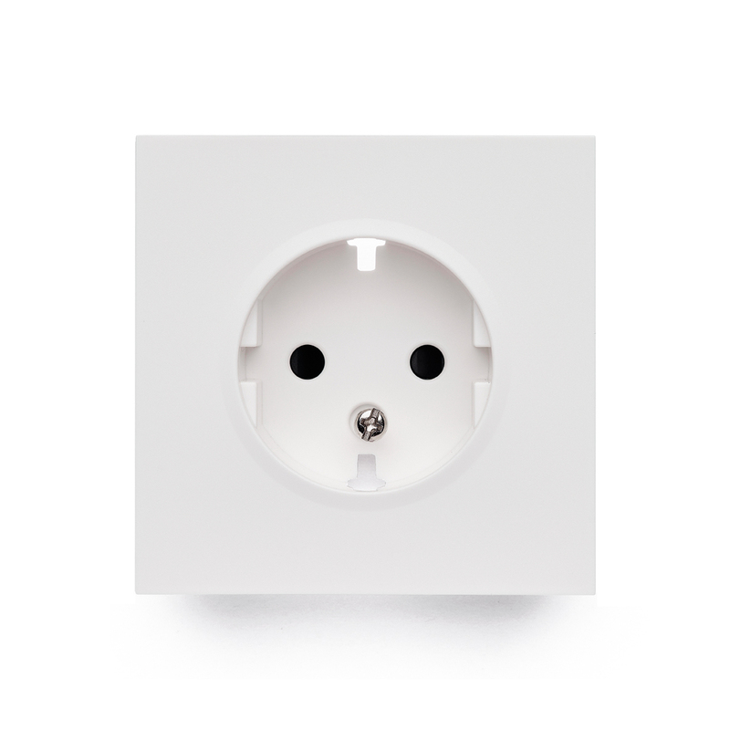 Фронтальна панель розетки одинарної із заземленням, дотик білого