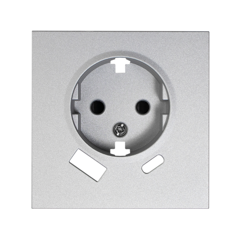 Фронтальна панель розетки одинарної із заземленням та двома USB (type A+C), матовий алюміній