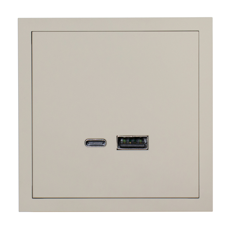 Фронтальна панель розетки-USB Fast-Charging 20W (type A+C), дотик місяця