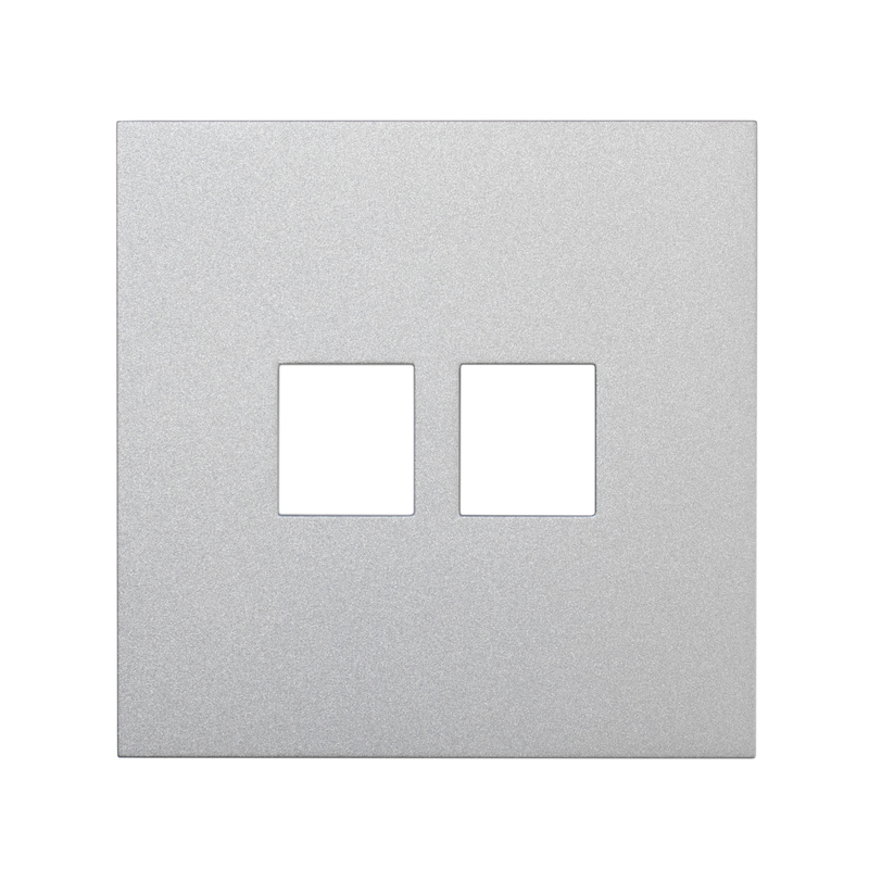 Фронтальна панель розетки подвійної комп'ютерної, матовий алюміній