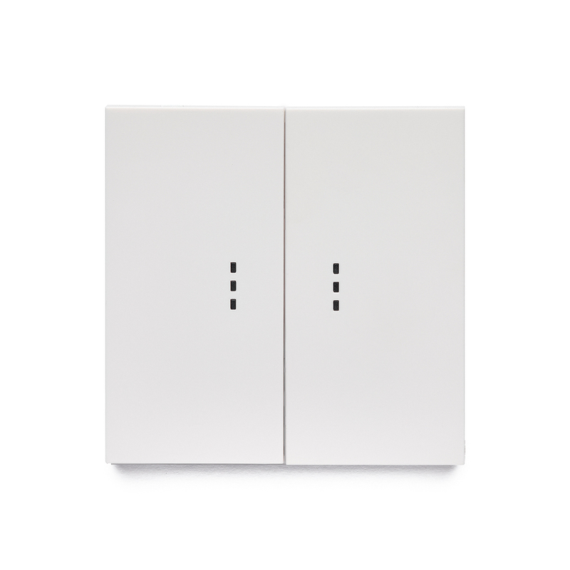 Фронтальна панель вимикача двоклавішного з підсвіткою, дотик білого