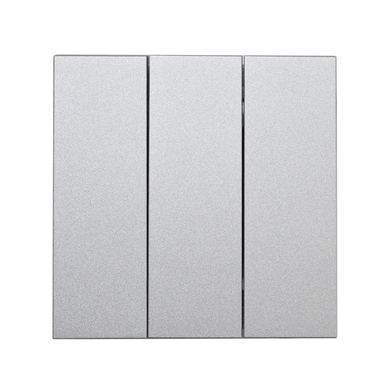 Фронтальна панель вимикача трьохклавішного, матовий алюміній