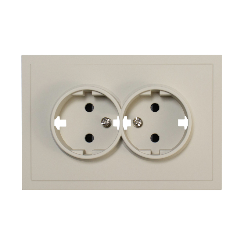 Фронтальна панель розетки подвійної із заземленням Quadrant, дотик місяця