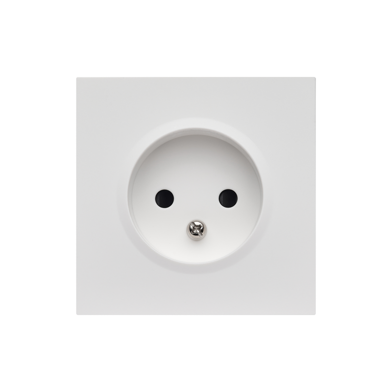Front panel of a single socket without grounding, matte white