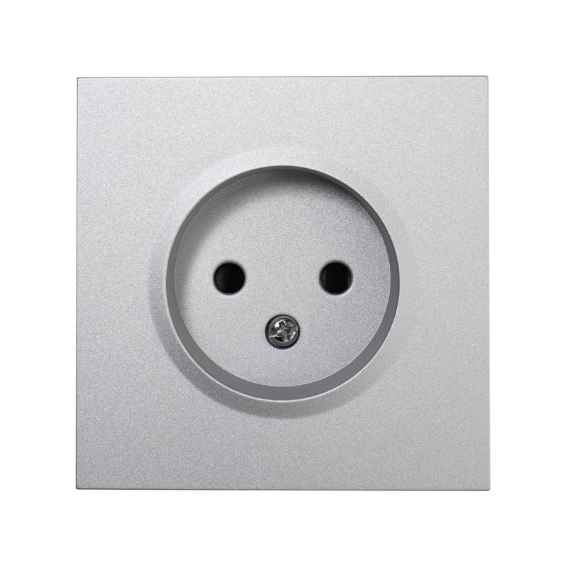 Фронтальна панель розетки одинарної без заземлення, матовий алюміній