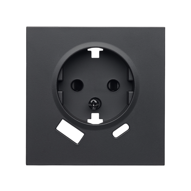 Front panel of a single socket with grounding and two USB (type A+C) Quadrant, matte black