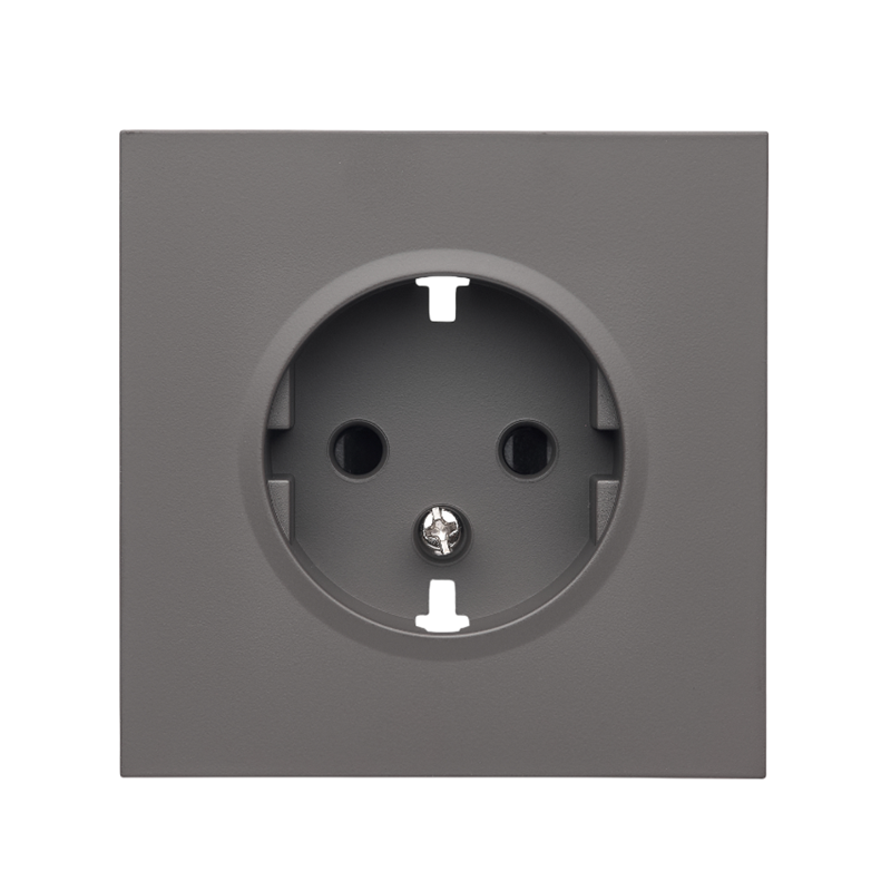 Front panel of a single socket with rounding, midnight gray
