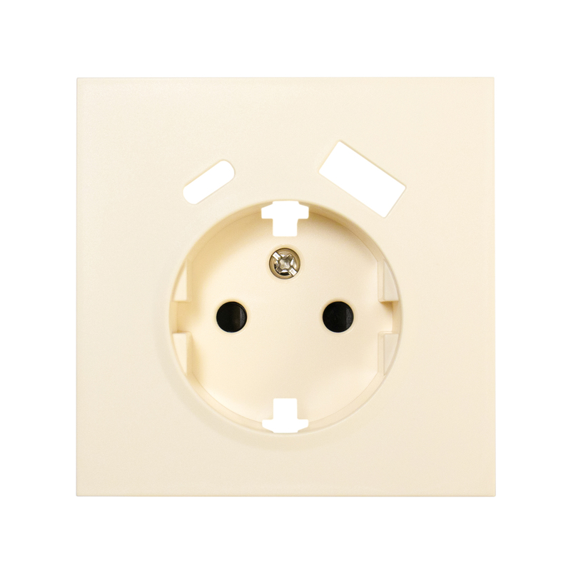 Фронтальна панель розетки одинарної із заземленням та двома USB (type A+C), нувія крем