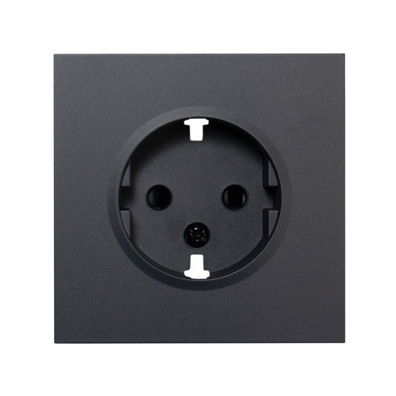 Фронтальна панель розетки одинарної із заземленням, матовий графіт