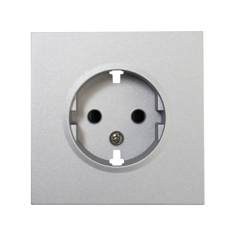 Фронтальна панель розетки одинарної із заземленням, матовий алюміній