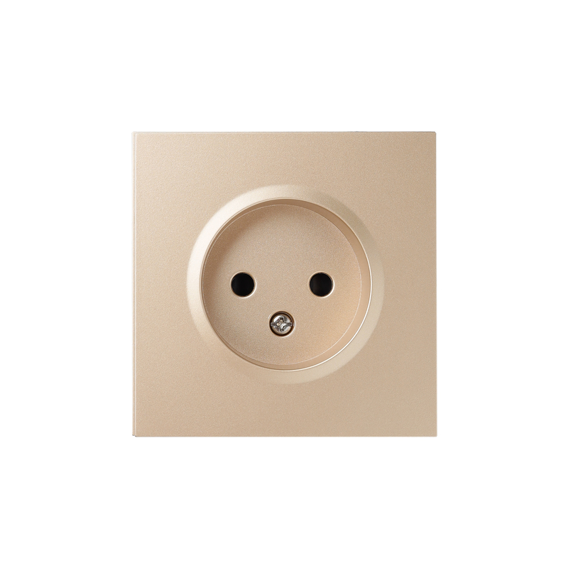 Front panel of a single socket without grounding, soft aurum
