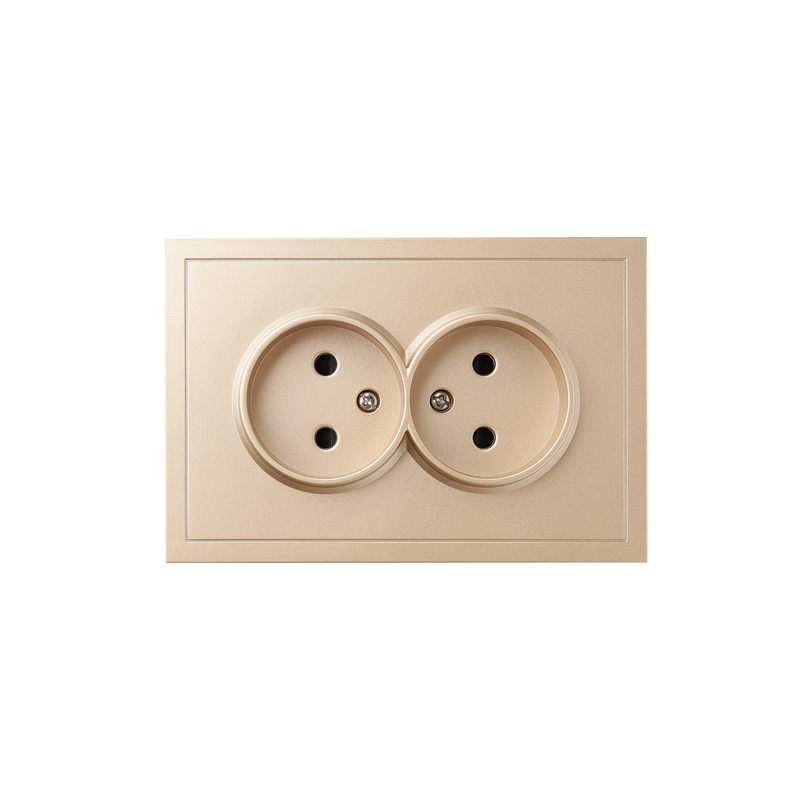 Front panel of a double socket without grounding Quadrant, soft aurum