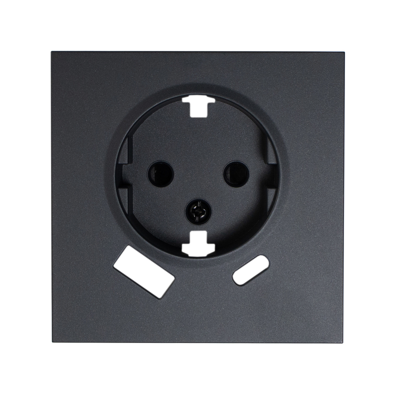 Фронтальна панель розетки одинарної із заземленням та двома USB (type A+C), матовий графіт