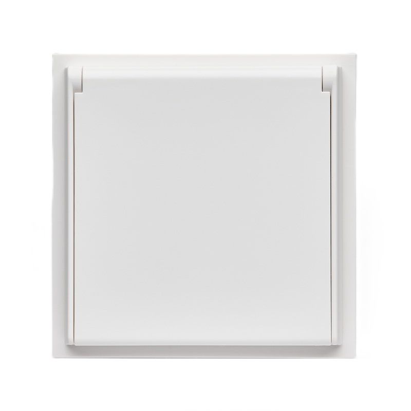 Single socket with grounding and cover, matte white