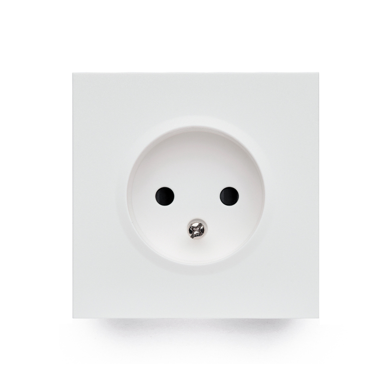 Фронтальна панель розетки одинарної без заземлення, дотик білого