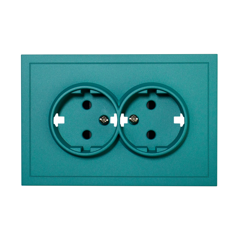 Фронтальна панель розетки подвійної із заземленням Quadrant, трендовий бірюзовий 26